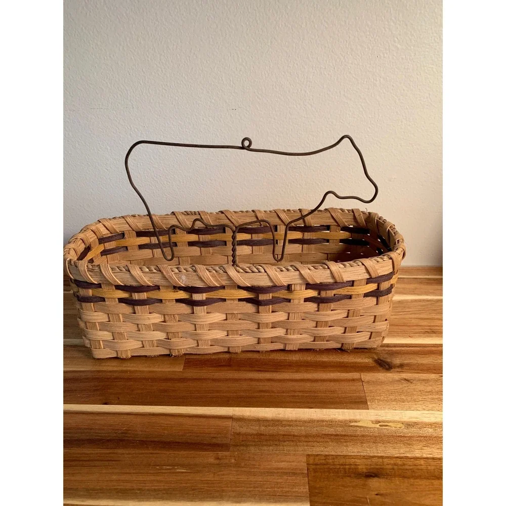 Vintage Hand Woven Cow Basket Farmhouse Cottagecore Western 90s